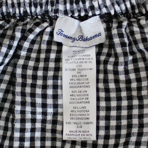 Tommy Bahama off the Shoulder Ruffle Gingham Dress Black/White Size Large - Picture 6 of 7